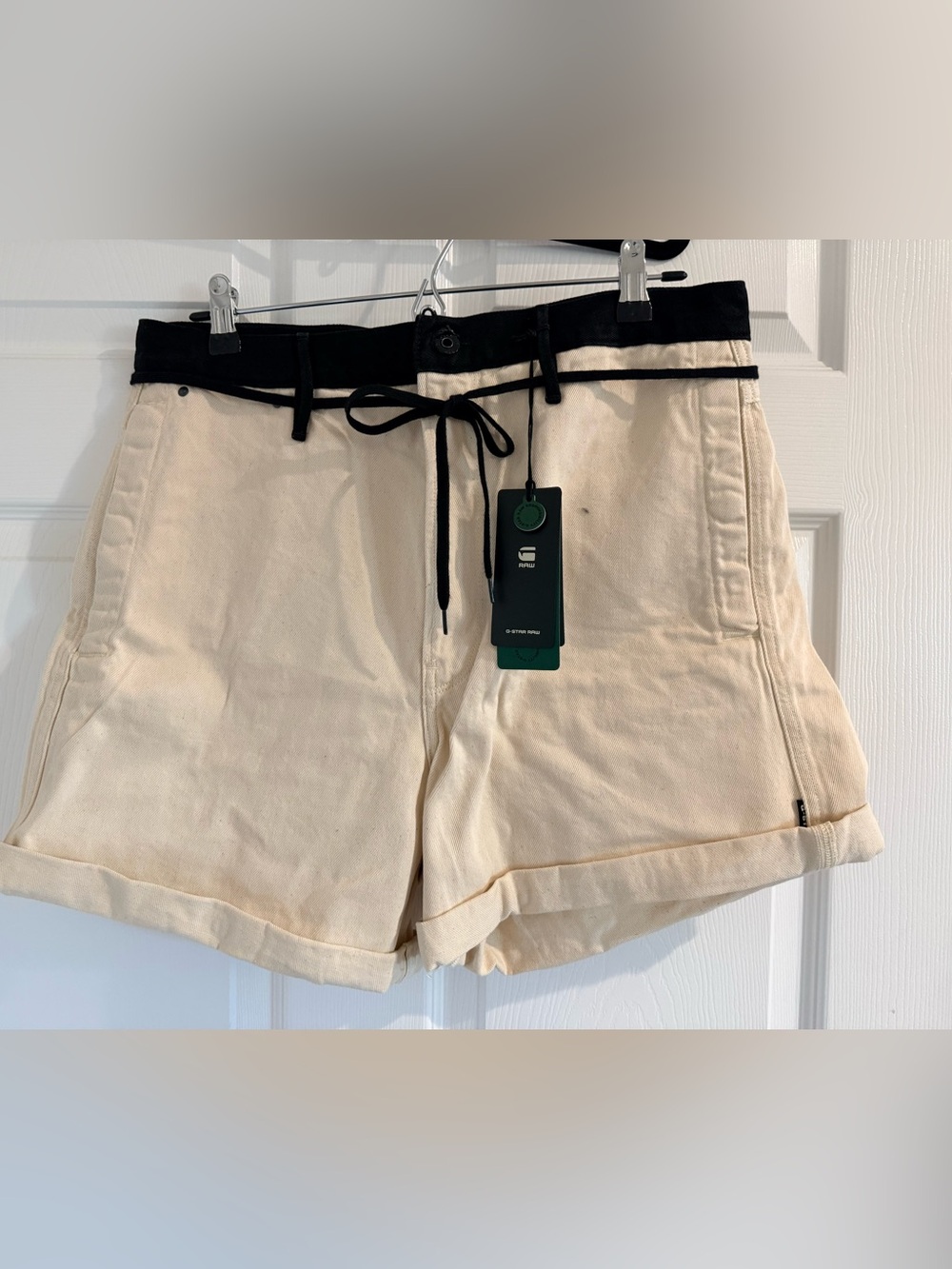 G-Star Women's Cream Drawstring Denim Shorts